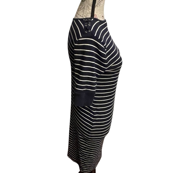 Ralph Lauren Striped Navy and White Midi Dress - Picture 2 of 8
